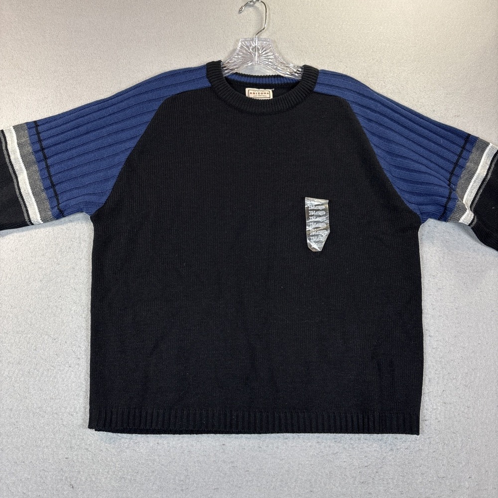 Arizona Jean Co. Youth Black/Blue Knit Pullover Sweater‎ Long Sleeve XL NWT